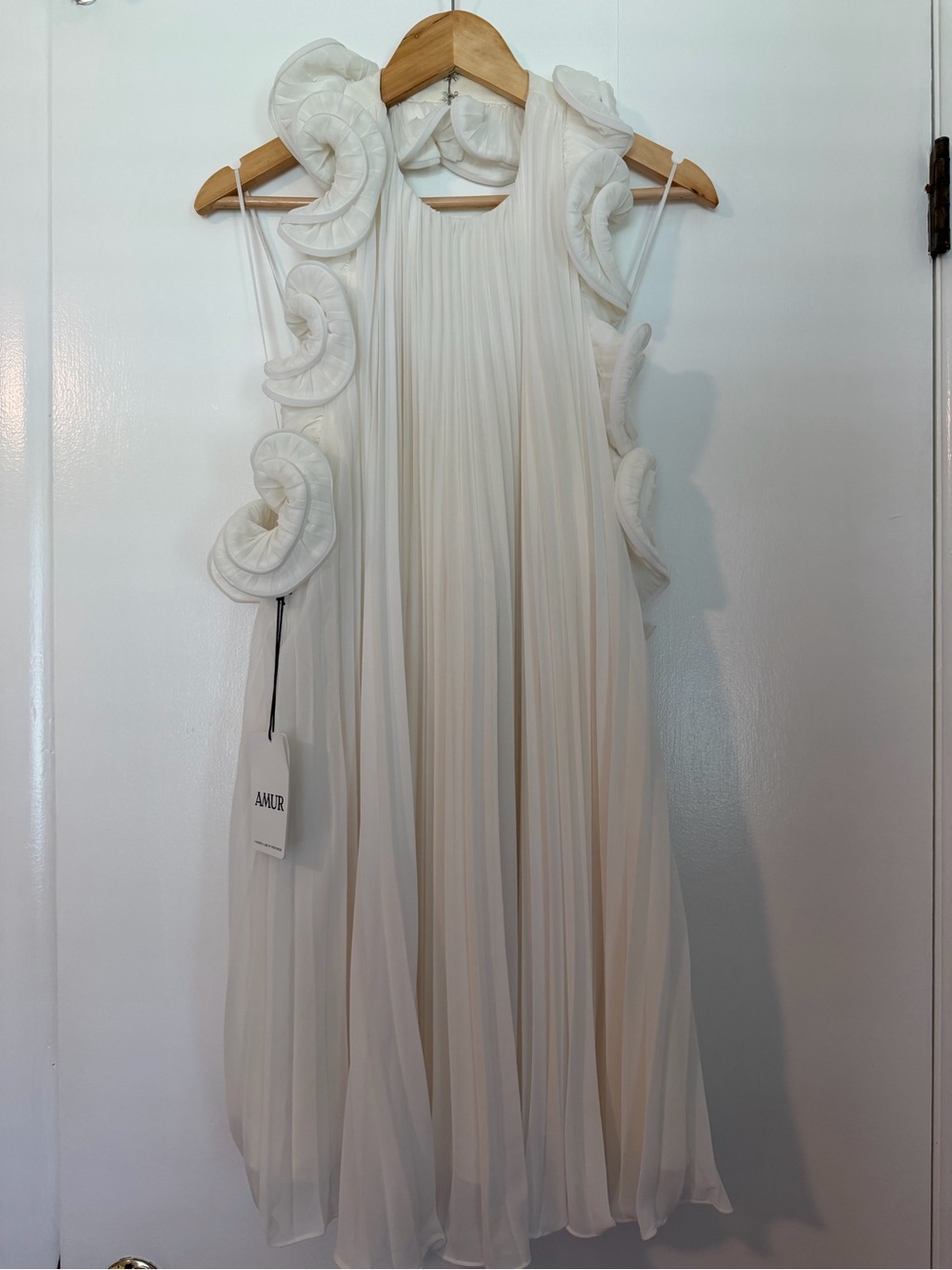 AMUR Mimi White Ruffled Pleated Mini Dress - Picture 3 of 7
